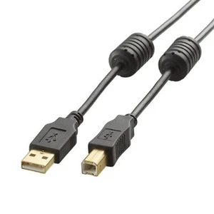 ELECOM USB cable 1m black with USB2.0 A-B type ferrite core U2C-BF10BK F/S Track - Picture 1 of 5
