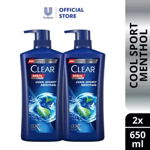 NEW 2025 Clear Men Shampoo Anti-Dandruff Cool Sport Menthol + 650ML+ GET 2 PACK - Picture 1 of 5