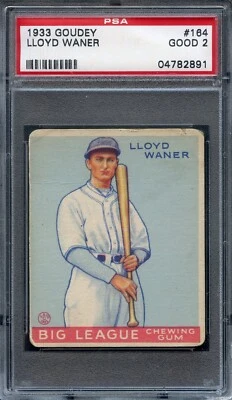 1933 Goudey #164 Lloyd Waner PSA 2 HOF Pittsburgh Pirates 2891 - Image 1 of 2