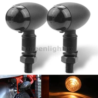 2X Indicador intermitente ámbar luz de giro para motocicleta para Bobber Racer Café Foto 1 de 4