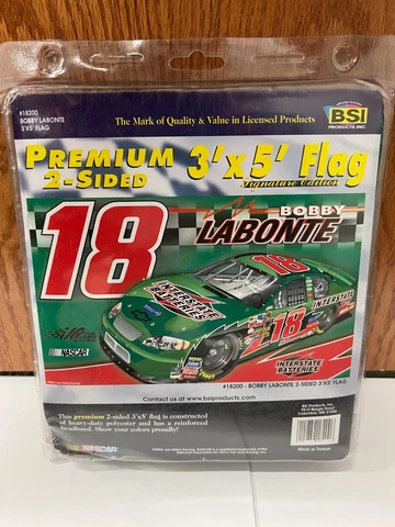 Nascar Racing Bobby Labonte # 18 Premium 2-Sided 3' x 5' Flag Signature Edition Cover