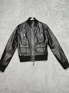 Ashley Jacket Womens Size Small Black Faux Leather Full Zip And Button Biker - Picture 1 of 11