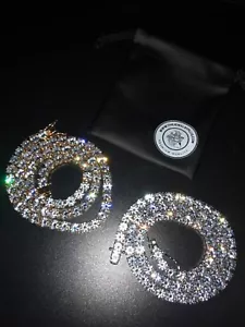 Catena Tennis Uomo Donna Oro Giallo 18k Allagata Fuori Zirconia Diamante Simulato - Foto 1 di 7