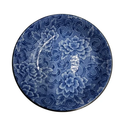 Vtg Japanese 5” Porcelain Bowl Dish Blue Sometsuke Flower Design Round EUC - Image 1 of 4