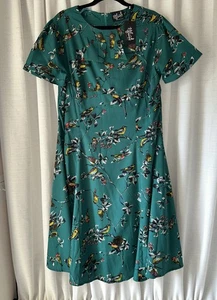 Hell Bunny 2XL UK 18 Green Birds Dress NWT - Picture 1 of 14