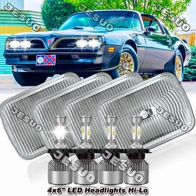 4pcs 4x6" LED Headlights Fit Pontiac Firebird Trans AM 1977 1978 1979 1980 1981 Foto 1 de 4