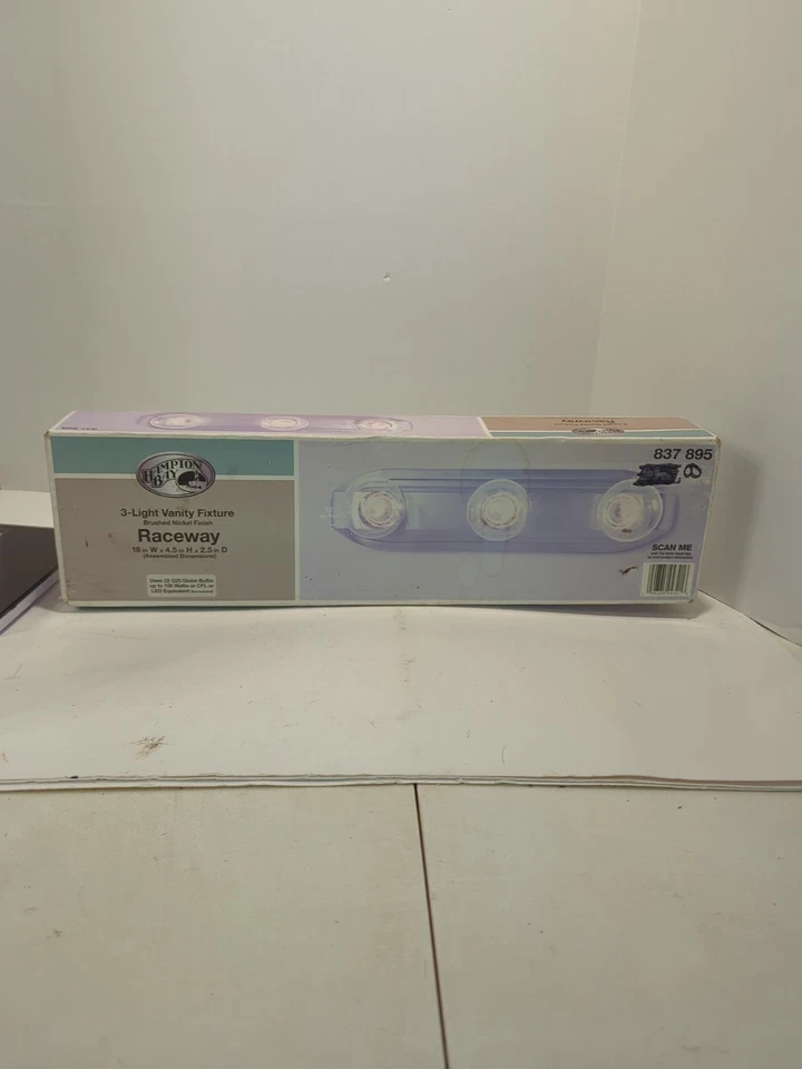 3 Light Brushed Nickel Bath Bar Vanity Lighting 18 Inch Width Hampton Bay