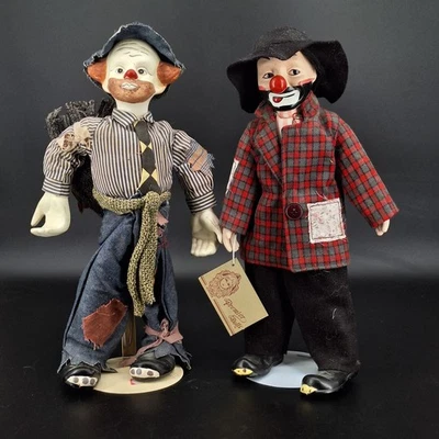 Cabezas y zapatos de porcelana vintage Premier Clown Dolls 1 con etiqueta Foto 1 de 4