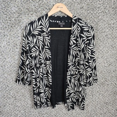 Cárdigan para mujer Jill MP Petite mediano negro floral colección Wearever abierta Foto 1 de 4