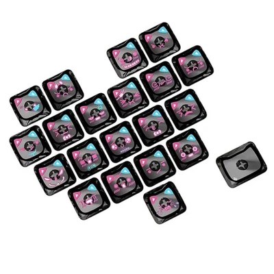 Cute Cats Heart Shine Through Keycaps 21 Key Set PC Material Ergonomic Keycap - Image 1 of 4