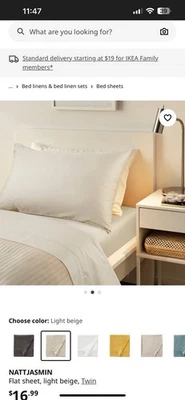 "Sábana plana doble amarilla IKEA NATTJASMIN 68""x 96"" mezcla de algodón" Foto 1 de 4