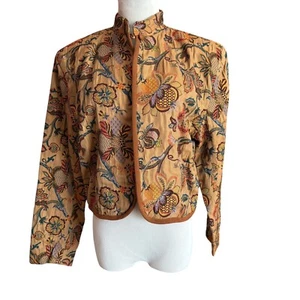 Vintage Pier Imports Tapestry Jacket Large Floral Print Crop Bolero Embroidered - Picture 1 of 5