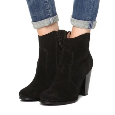 Botines Joie Dalton Negro Gamuza Cremallera Tacón Apilado Talla 7 Foto 1 de 4