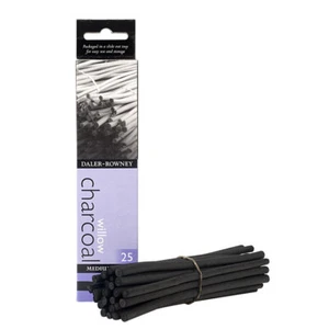 Daler Rowney Artists Willow Charcoal Medium Sticks - Pack of 25 - Picture 1 of 1