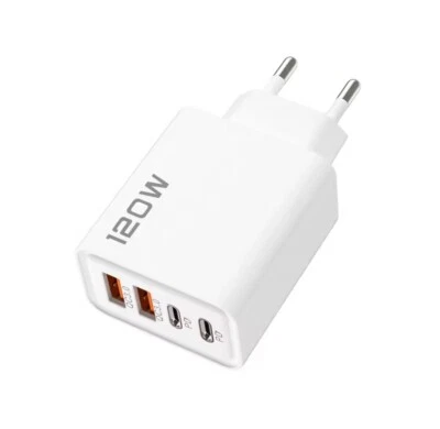 Caricatore USB 120W 4 Porte - 2 USB + 2 USB-C  Ricarica Rapida IPHONE SAMSUNG - Immagine 1 di 4