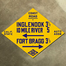 Ten Mile River Fort Bragg California CSAA highway 1 coast road sign AAA 1919