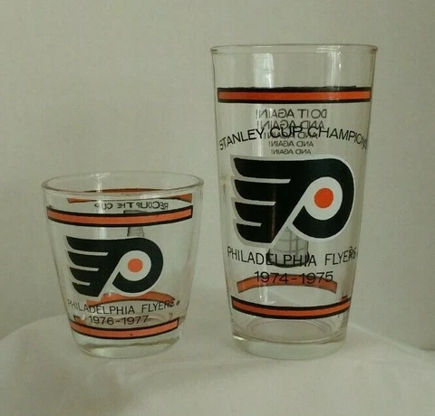 Philadelphia Flyers 1974-75 & 1976-77 Stanley Cup Penn Maid Sour Cream Glasses Cover