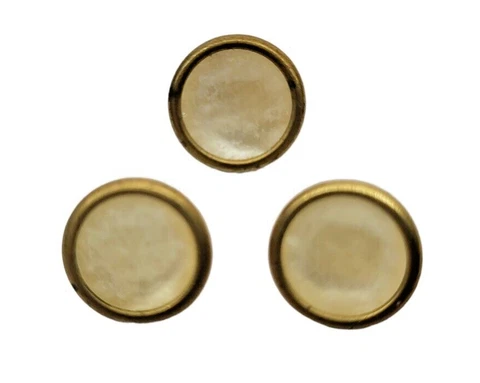 Vintage button mother of pearl with brass edging sews on lot of 3 as pictured Cover