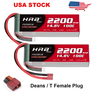 2pcs HRB 4S 14.8V 2200mAh 100C Deans LiPo Battery For RC Boat Drone Airplane Car - Picture 1 of 7