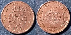 Angola 1972 5 Escudos KM-81 Copper-nickel aUNC #8 - US Seller - Picture 1 of 1