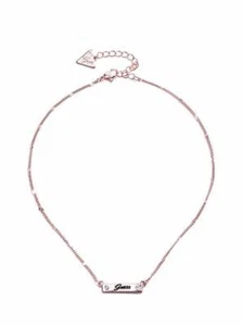 Nuevo con etiquetas Guess Oro Rosa Metal Piedras Transparentes Placa de identificación Logotipo Colgante Cuadrado - Imagen 1 de 1