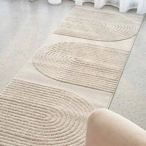 Wrenly Beige Contemporary Curves Modern Floor Rug Runner - 3 Sizes - Picture 1 of 8