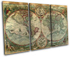 Old World Atlas Latin Maps Flags TREBLE CANVAS WALL ART Picture Print VA