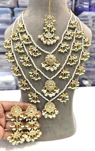 Indian Bollywood Gold Plated Kundan Choker Bridal Necklace Earrings Jewelry Set - Picture 1 of 3