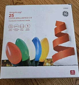 GE Incandescent Glow Bright C9 Christmas Lights Indoor Outdoor String-A-Long 25 - Picture 1 of 9