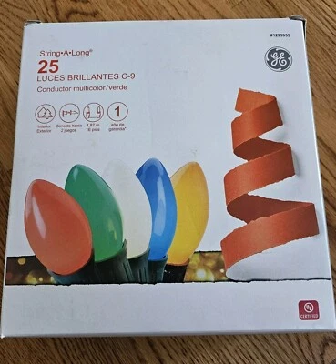 GE Resplandor Incandescente Brillante C9 Luces de Navidad Interior Exterior Cadena-A-Long 25  Foto 1 de 4