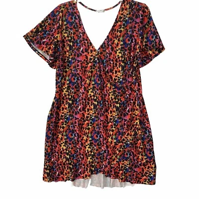 Mini Vestido Venus Para Mujer 2X Multicolor Estampado Leopardo Envolvente Tejido Cuello en V Foto 1 de 4