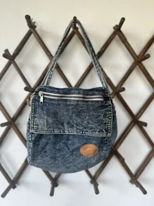 Vtg 80s 90s Pacific Connections Acid Wash Denim Purse Shoulder Bag Retro Casual - Picture 1 of 13
