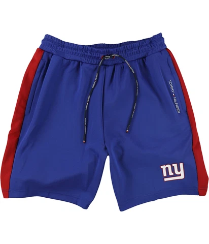 Tommy Hilfiger Mens NY Giants Athletic Workout Shorts, Blue, Medium Cover