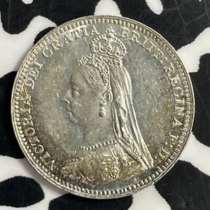 1890 Great Britain 3 Pence Threepence Lot#T1030 Silver! High Grade! Beautiful! - Picture 1 of 2
