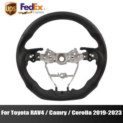 Volante de cuero negro sin calefacción para Toyota RAV4 Camry Corolla 2019-2023 Foto 1 de 4