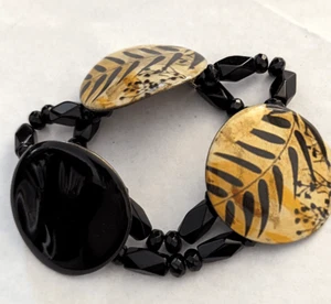 Pulsera Tribal Natural Elástica 8" Patrón Helecho - Imagen 1 de 3