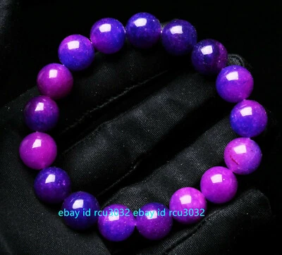 Brazalete brazalete de cuentas de piedras preciosas Sugilite púrpura natural Sudáfrica 12 mm 7,5" Foto 1 de 4