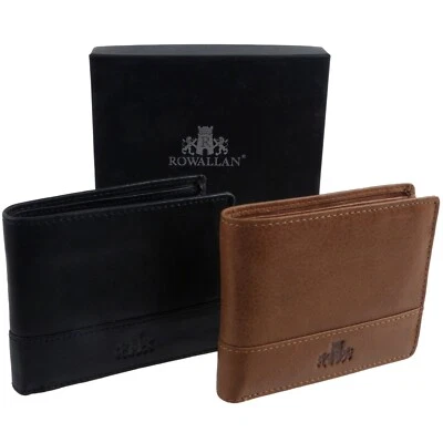 Rowallan of Scotland Leather Mens Flip Up Coin Pocket Wallet Gift Boxed - Imagem 1 de 4