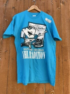 Vintage 90s San Jose Sharks Short Sleeve T Shirt Size L Color Teal Blue NHL - Picture 1 of 4
