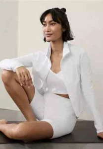Giacca Athleta Bright White Salutation Crop GRANDE L #413489 NUOVA - Foto 1 di 4