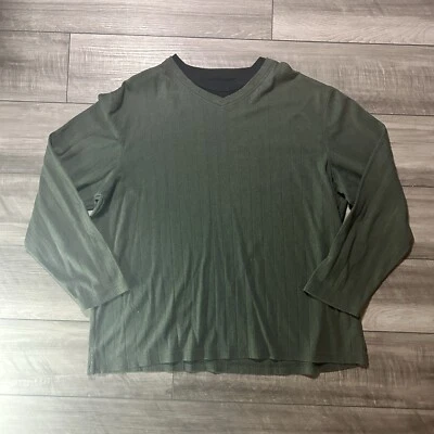 Suéter de punto acanalado Covington para hombre XXL verde cuello en V Foto 1 de 4