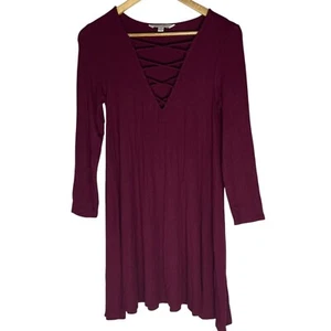 American Eagle Women’s M Swing Shift Dress Soft & Sexy Ribbed Maroon Red Casual - Picture 1 of 4
