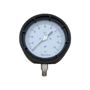 New Bourdon 0 To 100 PSI Air Pressure Gauge AHG6-A50.H21 | 4.5" Diam 1/4" NPT - Picture 1 of 2