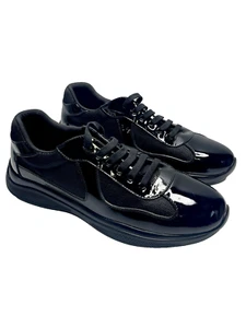 Patent Leather and Technical Fabric Prada 4E 3390 Sneakers Black Size 13 W/Box - Picture 1 of 24