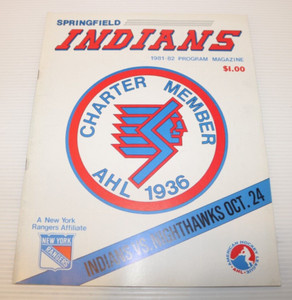 1981-1982 SPRINGFIELD INDIANS AHL PROGRAM, October 24, 1981 vs. NIGHTHAWKS