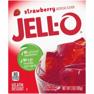 Jell-O Strawberry Gelatin Dessert Mix 3 oz (4 pack) - Picture 1 of 4