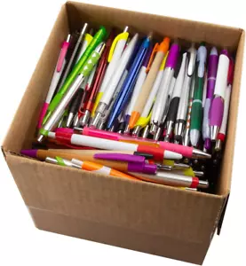 (5 Pound Box, Approx. 200-250 Pens) Retractable Ballpoint Pens Black Bulk Click - Picture 1 of 1