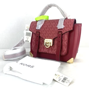Michael Kors Manhattan Top Handle School Satchel Berry Monogramed $428 B2V - Picture 1 of 24