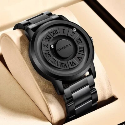 LIGE FOXBOX Men Watch Quartz Creative Scrolling Bead Magne Wristwatch Waterproof - image 1 of 4