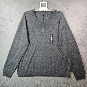 $99 NWT Hart Schaffner Marx 2XB 2X Sweater Men Merino Wool V-Neck Gray - NEW - Picture 1 of 12